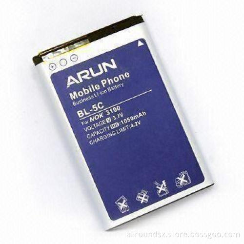 Li-ion Battery for Nokia BL-5C, Capacity of 800/1,350/1,500mAh